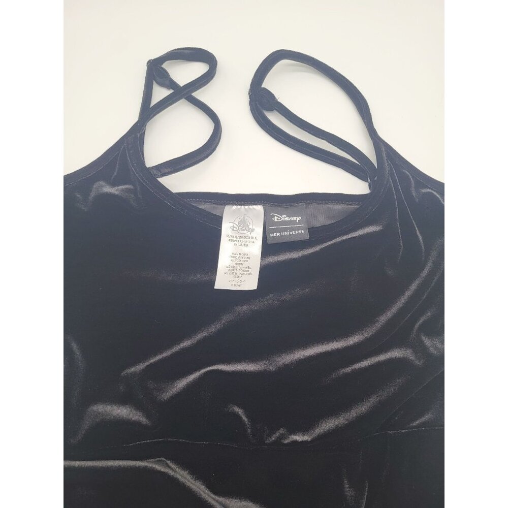 Disney Her Universe Womens XL Black Velvet Spaghetti Strap Skater Dress Pockets - Picture 8 of 8
